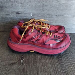 Women's Red Athletic Running Shoes with Yellow Laces